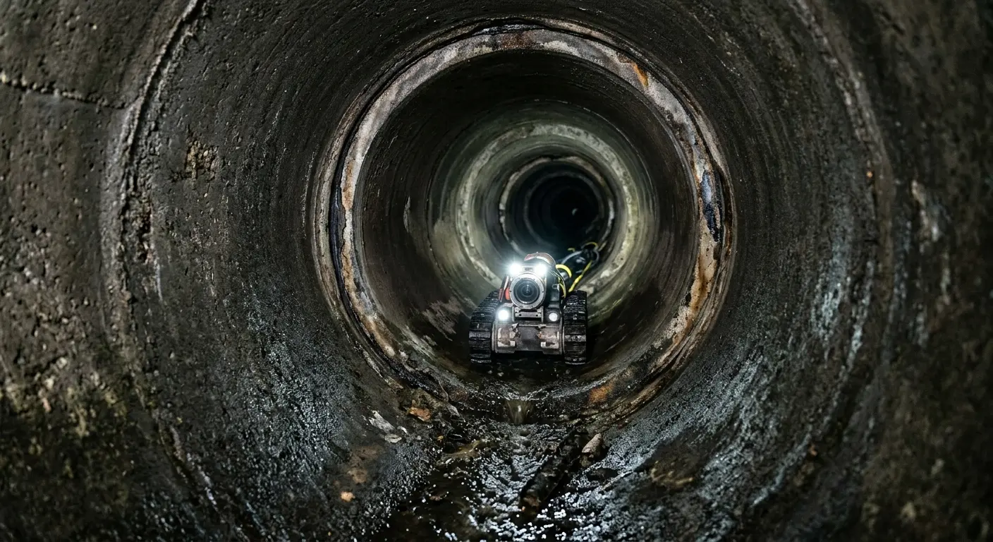 Robotic sewer camera inspecting pipe interior for Drain Snake Service in Little River